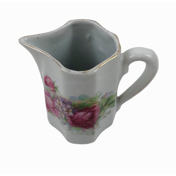 Greiner Herda Bavarian Creamer Small Pitcher Germany Pink Roses Porcelain 8oz - Picture 2 of 10